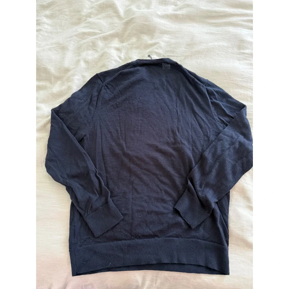 Banana Republic 100% Merino Wool Dark Navy Crewneck Sweater Men's M Quiet Luxury